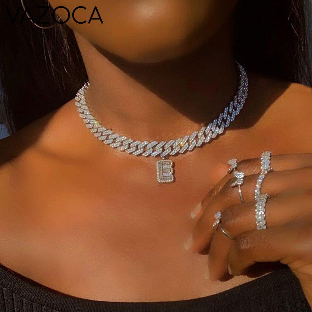 Iced Out Initial Letter Necklace