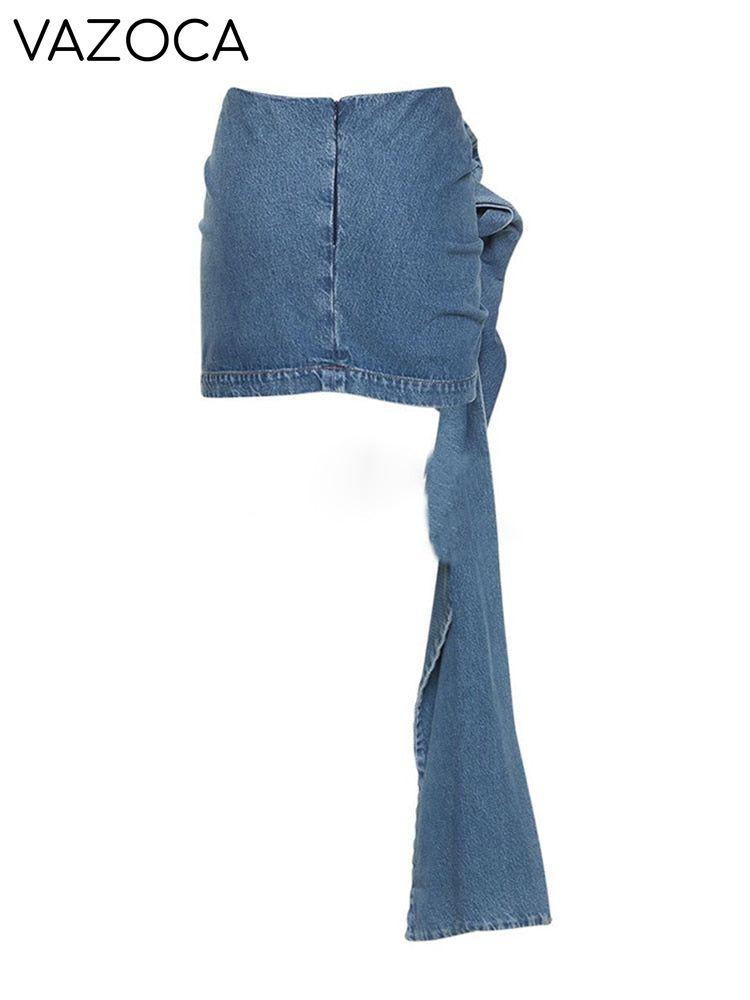 Irregular Floral Denim Skirt
