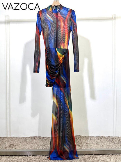 Irregular Ruched Maxi Dress