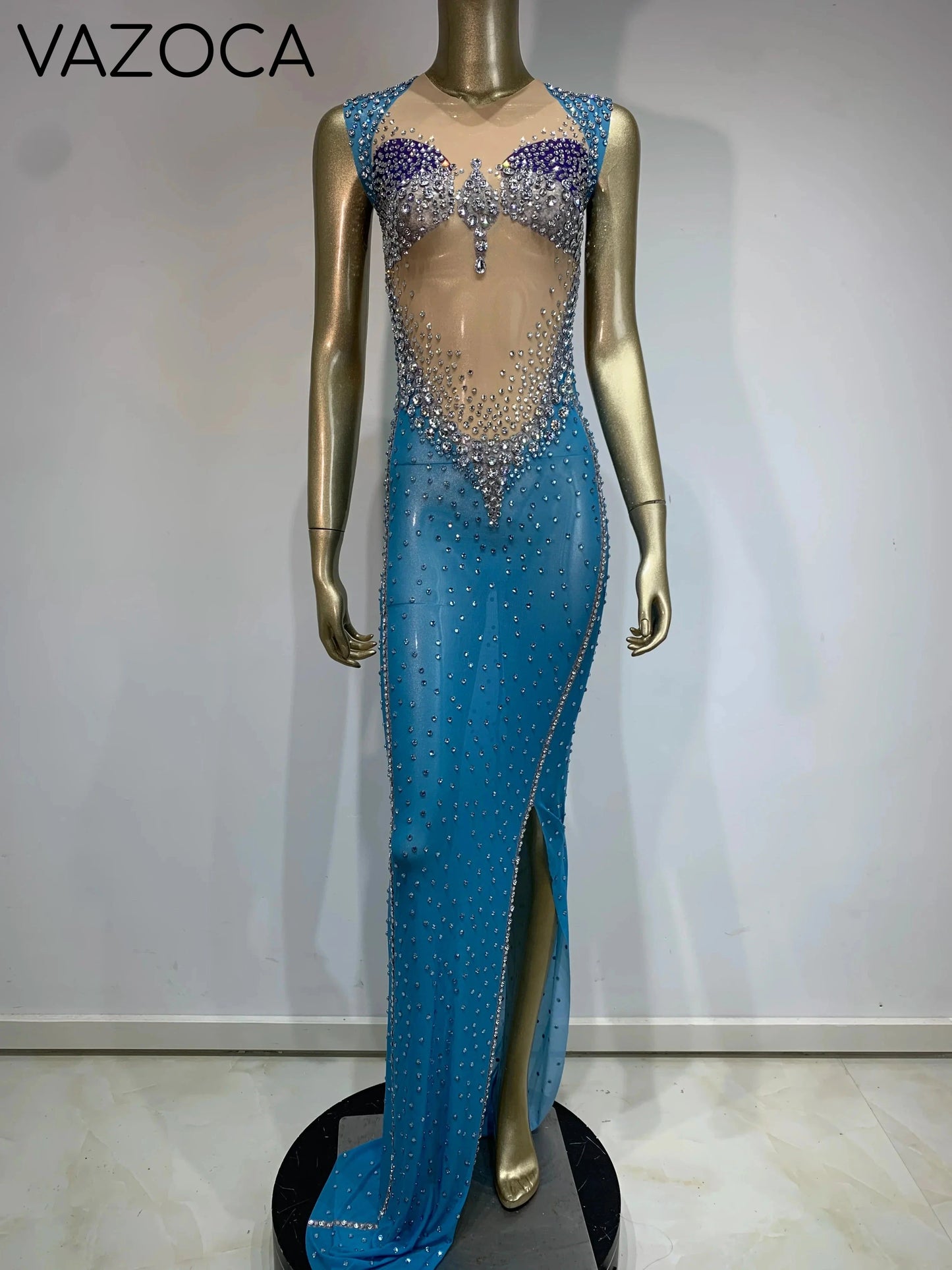 Jenn Sparkling Rhinestone Dress skin colour