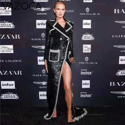 Jenny Black Sequins Trench Coat