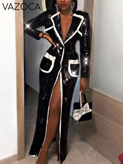 Jenny Black Sequins Trench Coat