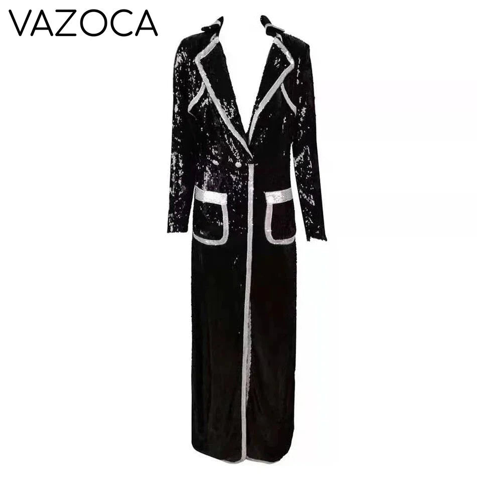 Jenny Black Sequins Trench Coat