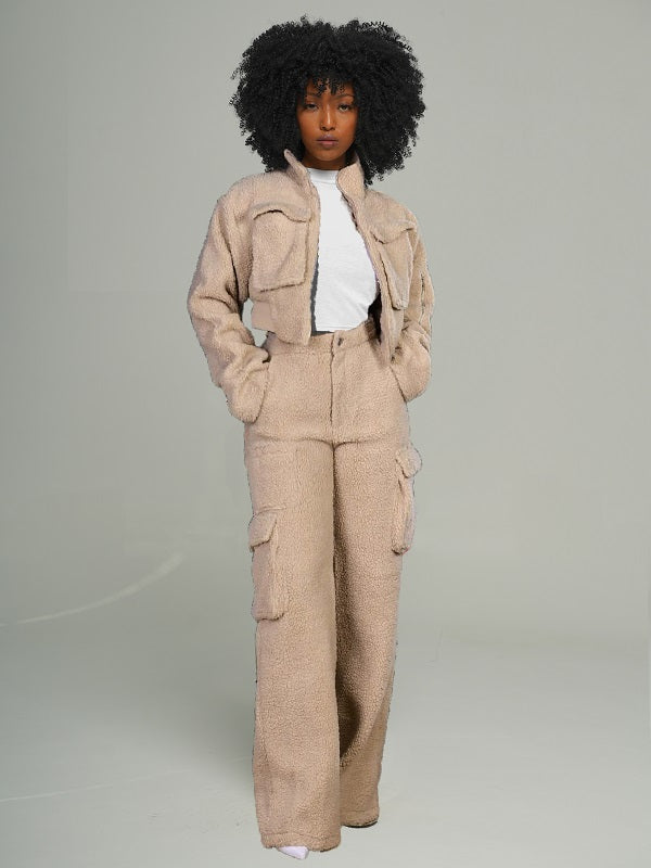 Fleece Shearling Cargo Set -- sold out Khaki