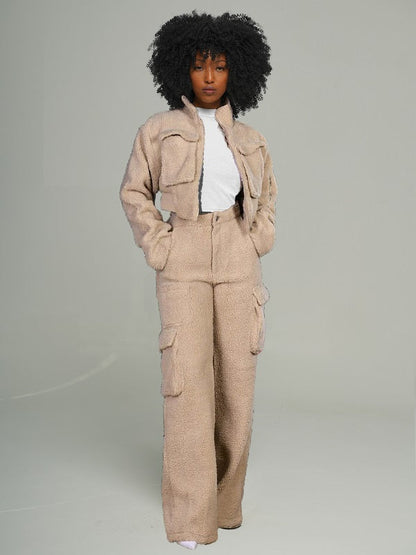 Fleece Shearling Cargo Set -- sold out Khaki