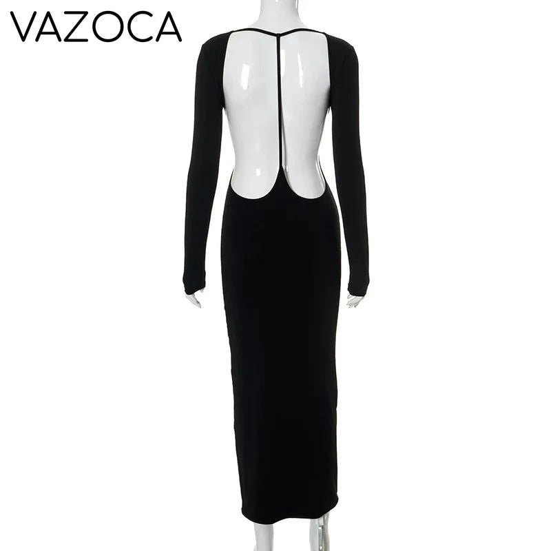 Kandi Open Back Maxi- Black