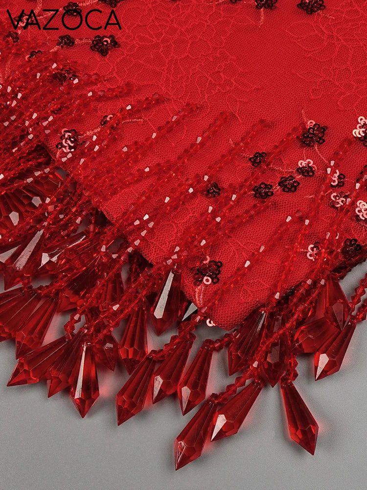 Krystal Tassel Sequin Mini Dress