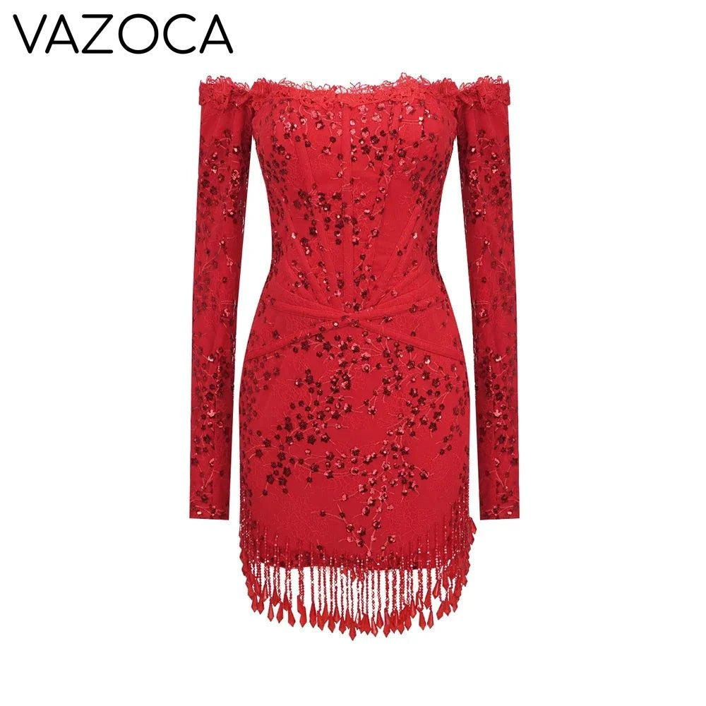 Krystal Tassel Sequin Mini Dress