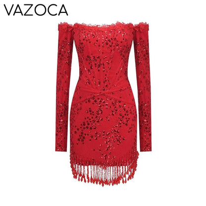 Krystal Tassel Sequin Mini Dress
