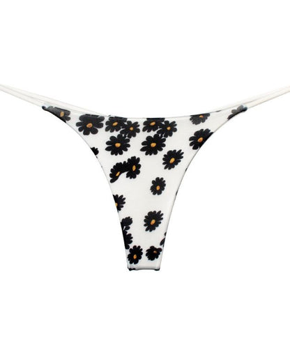 Female Leopard Print T-back Thong Floral White