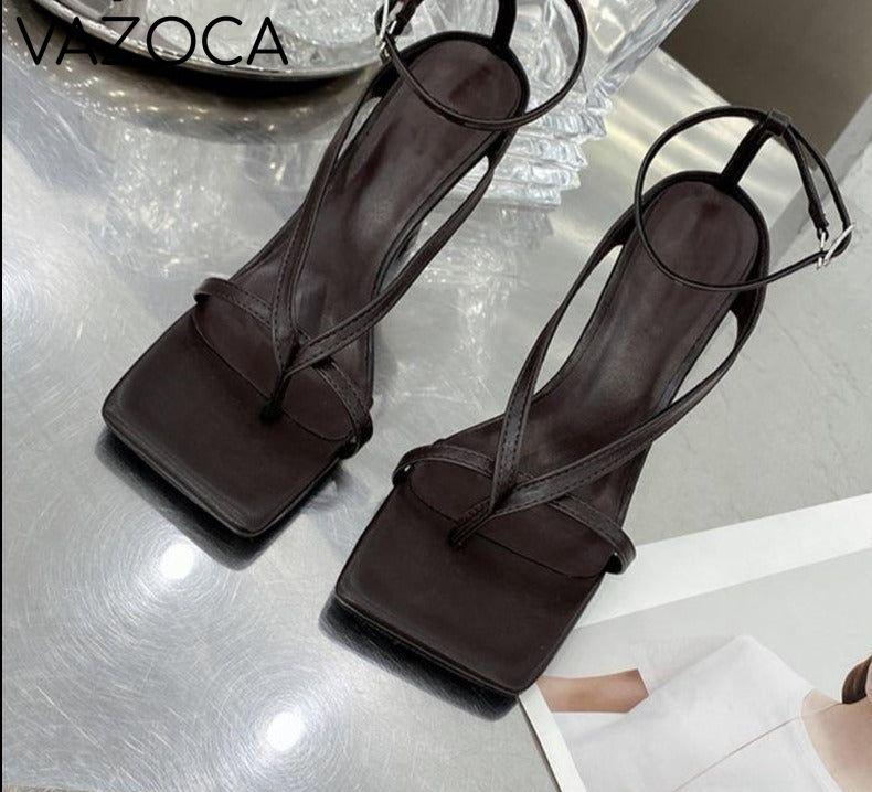 Layla Square Toe High Heel Black