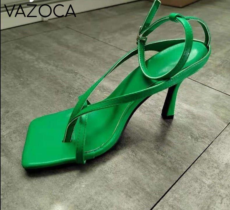 Layla Square Toe High Heel Green