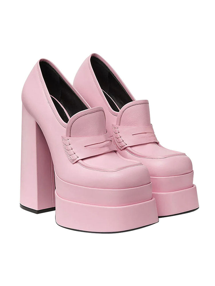 Leather Platform Loafers