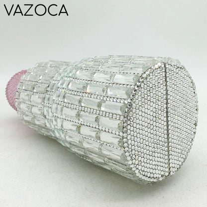Lipstick Rhinestone Mini Clutch Bag