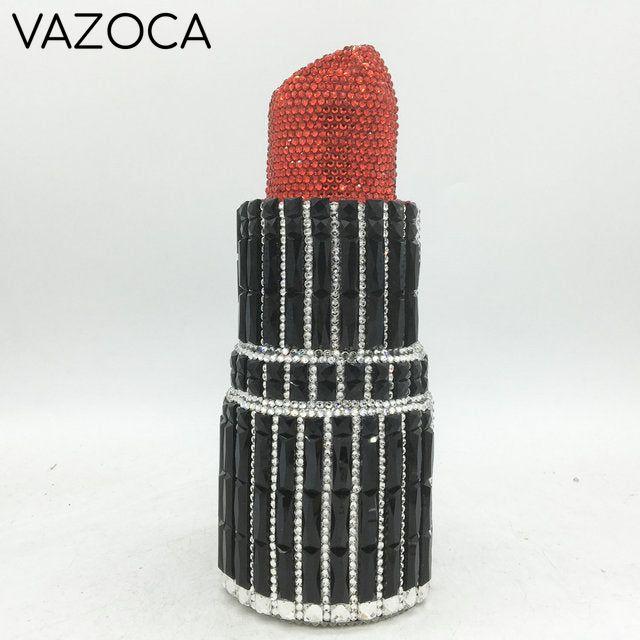 Lipstick Rhinestone Mini Clutch Bag