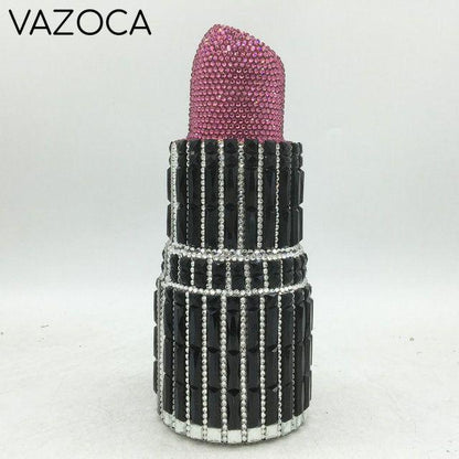 Lipstick Rhinestone Mini Clutch Bag