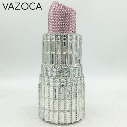 Lipstick Rhinestone Mini Clutch Bag