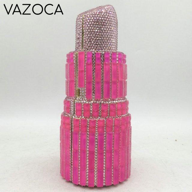 Lipstick Rhinestone Mini Clutch Bag