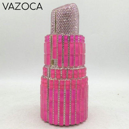 Lipstick Rhinestone Mini Clutch Bag