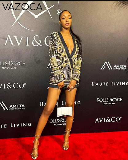 Luxurious Metallic Beaded Blazer/Dress