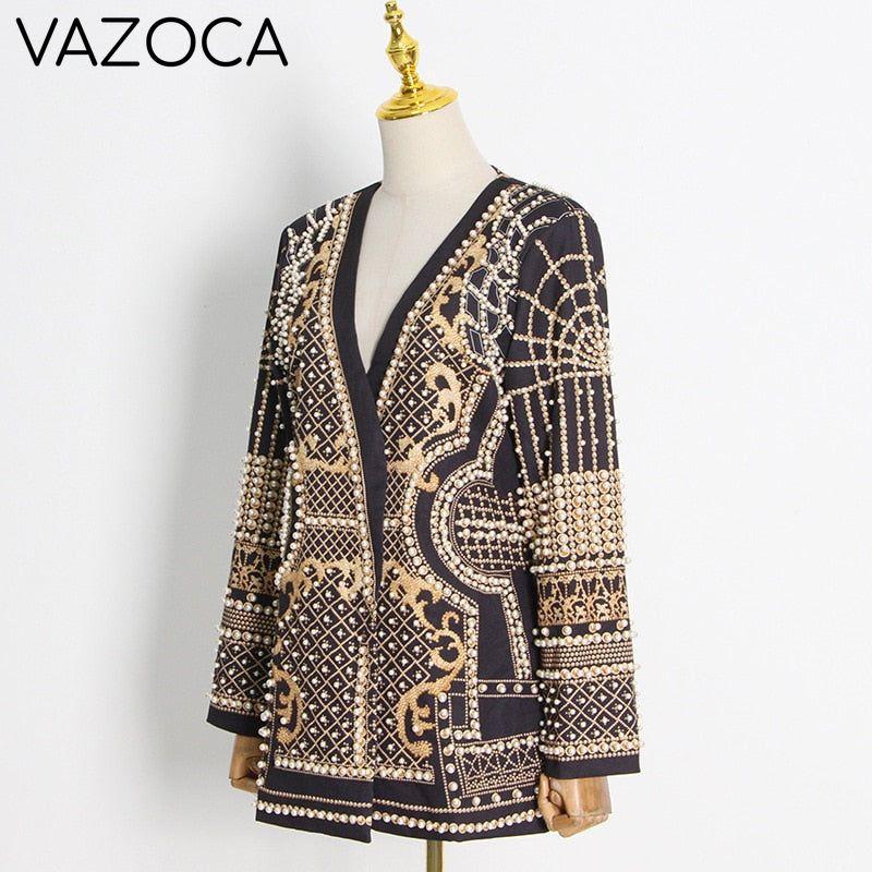 Luxurious Metallic Beaded Blazer/Dress