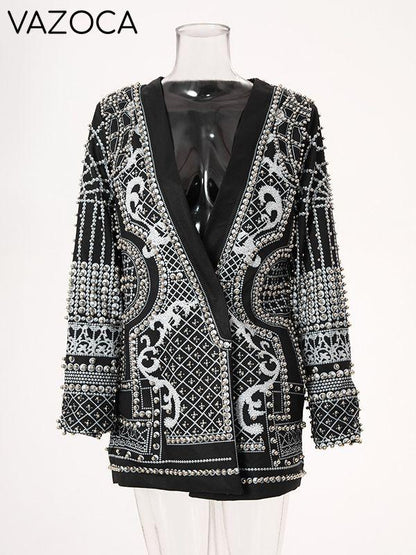 Luxurious Metallic Beaded Blazer/Dress