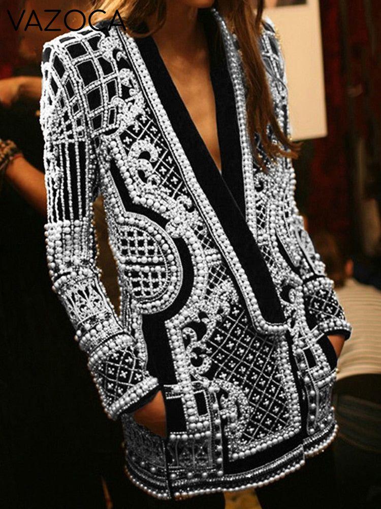 Luxurious Metallic Beaded Blazer/Dress