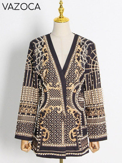 Luxurious Metallic Beaded Blazer/Dress
