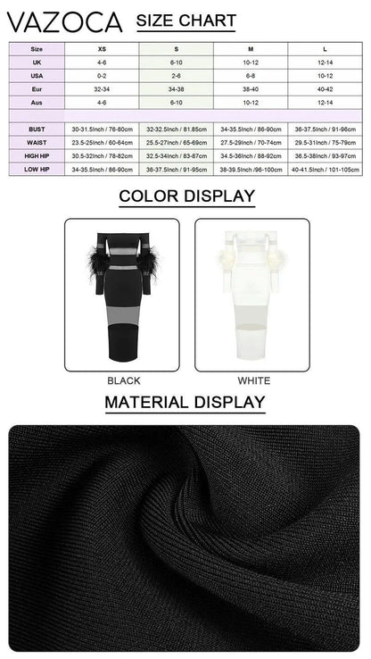 Luxury Feather Bandage Midi Dress
