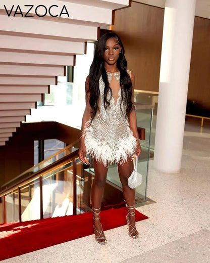 Luxury Feather Cocktail Dress