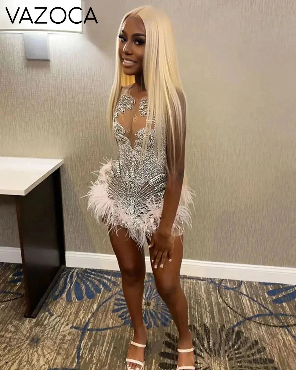 Luxury Feather Cocktail Dress