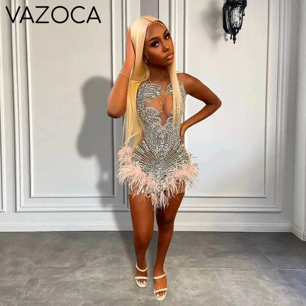 Luxury Feather Cocktail Dress