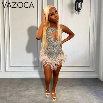 Luxury Feather Cocktail Dress