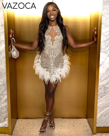 Luxury Feather Cocktail Dress