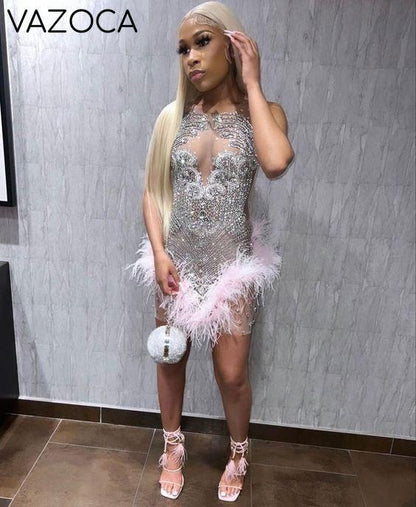 Luxury Feather Cocktail Dress