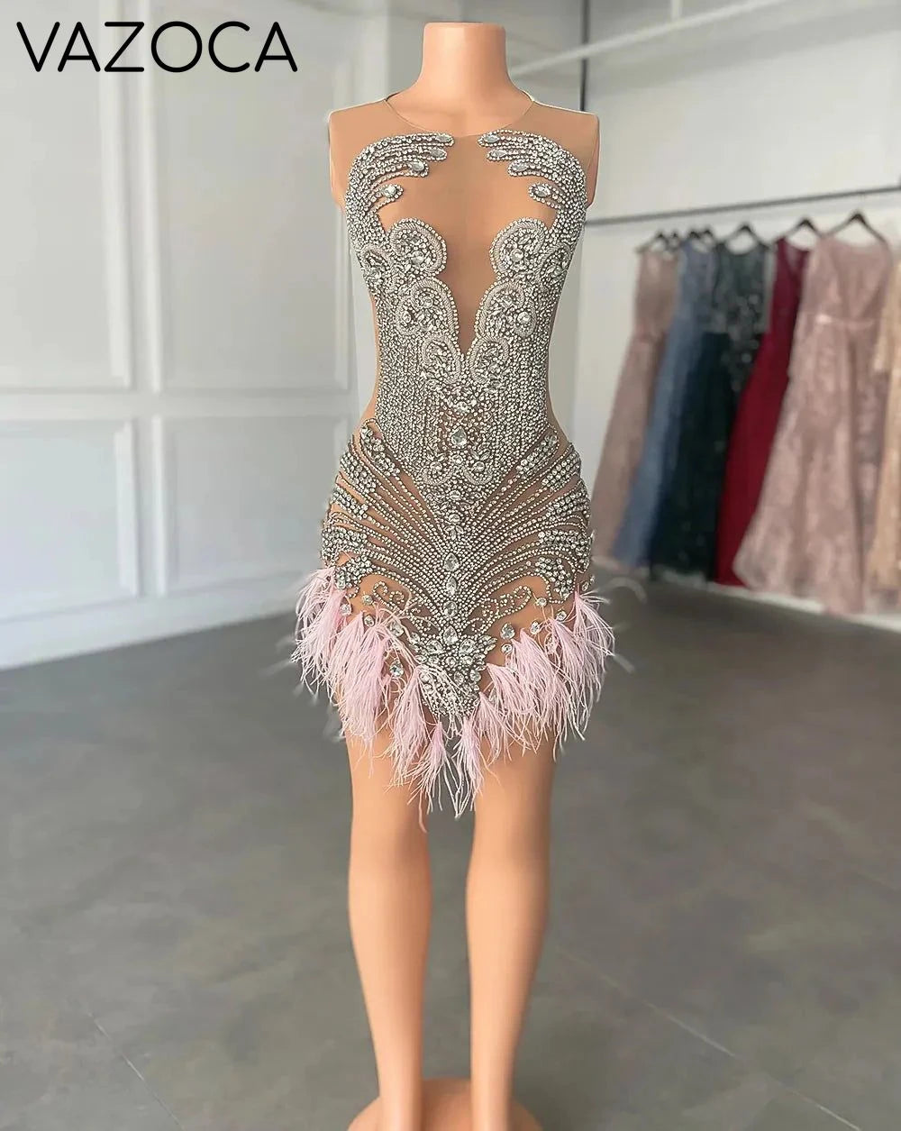 Luxury Feather Cocktail Dress