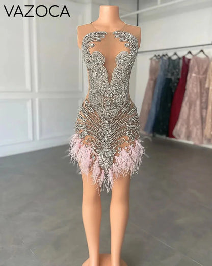 Luxury Feather Cocktail Dress