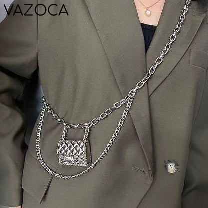 Luxury Mini Chain Belt Bag silver
