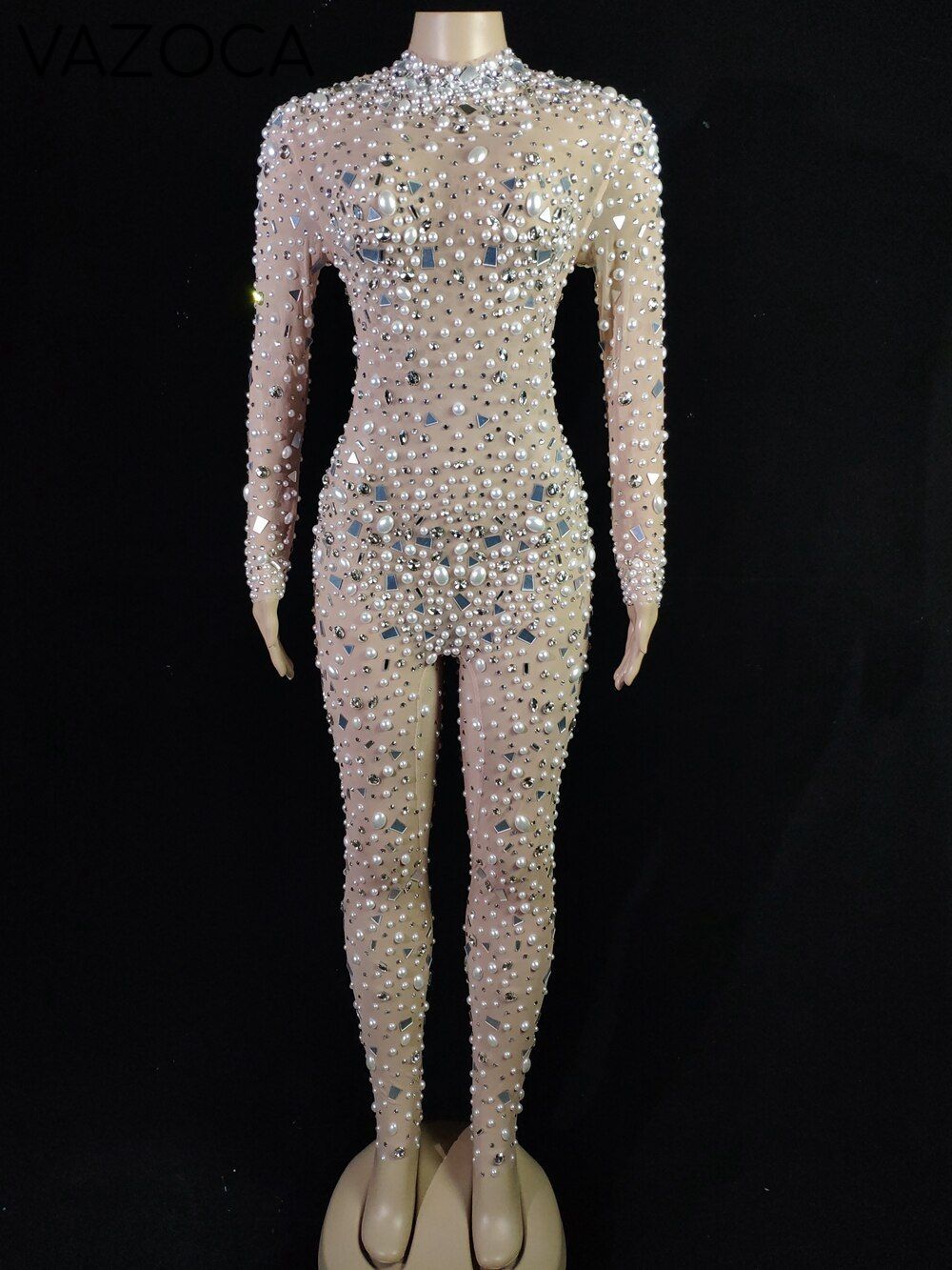 Luxury Pearl Mesh Jumpsuit
