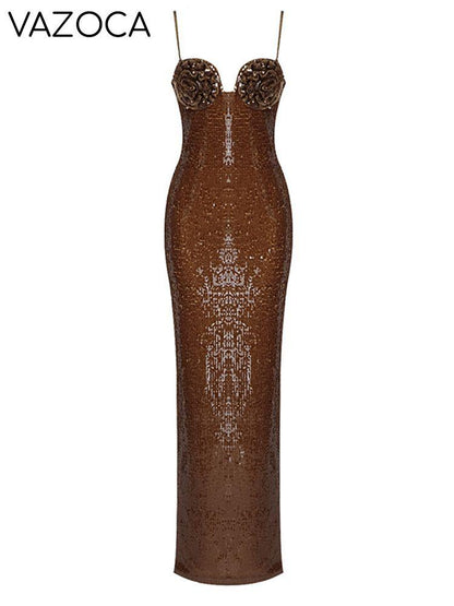 Luxury Sequins Bodycon Maxi Dress