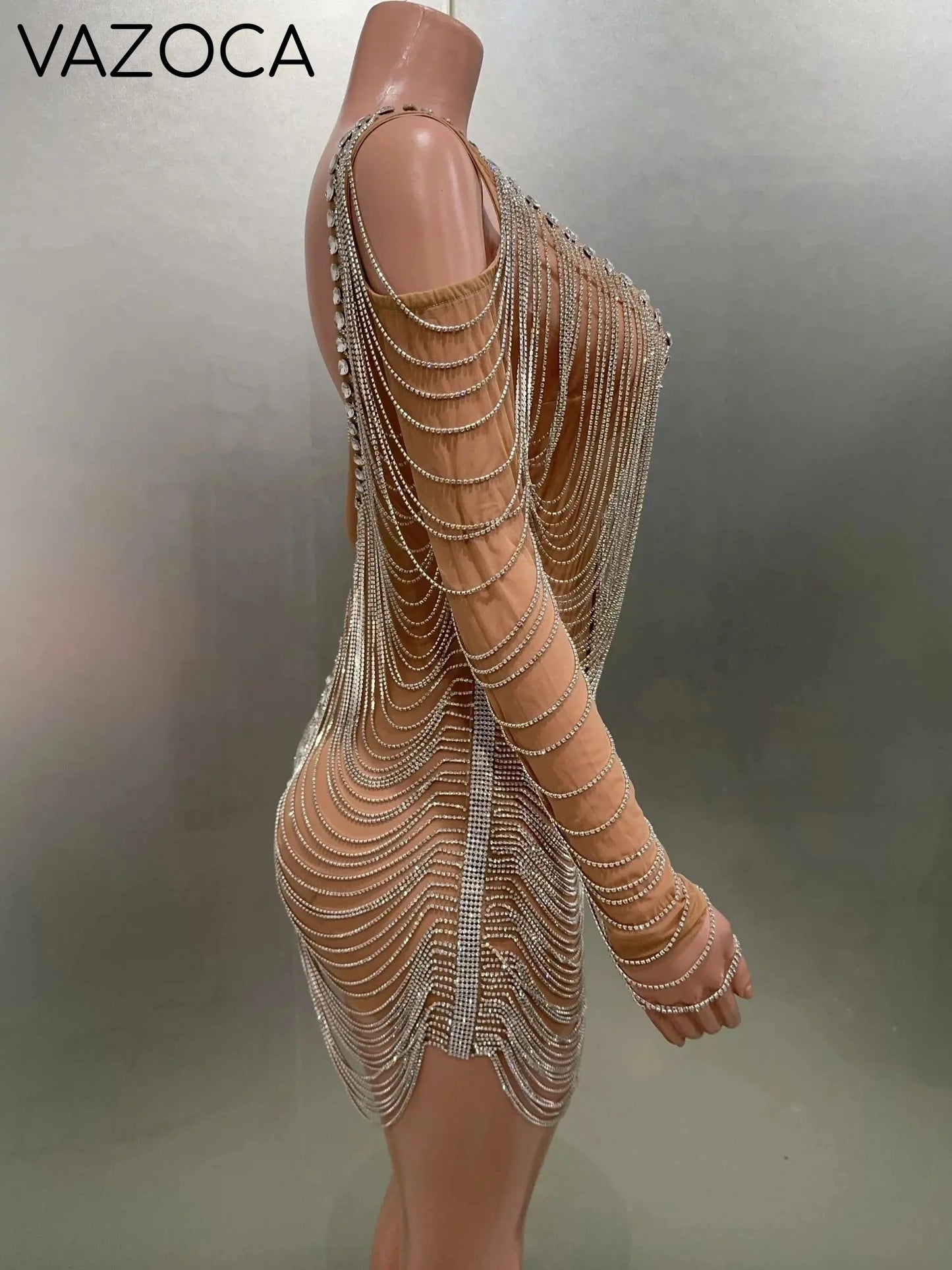 Luxury Tassels Chain Mini Dress