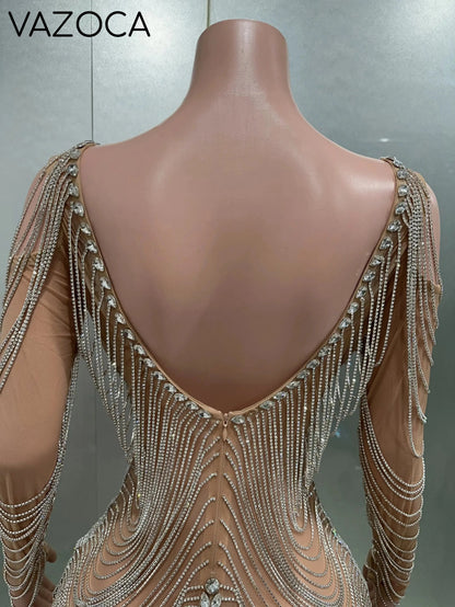 Luxury Tassels Chain Mini Dress