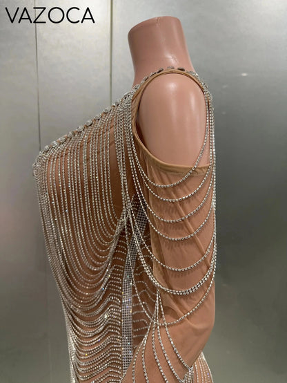 Luxury Tassels Chain Mini Dress