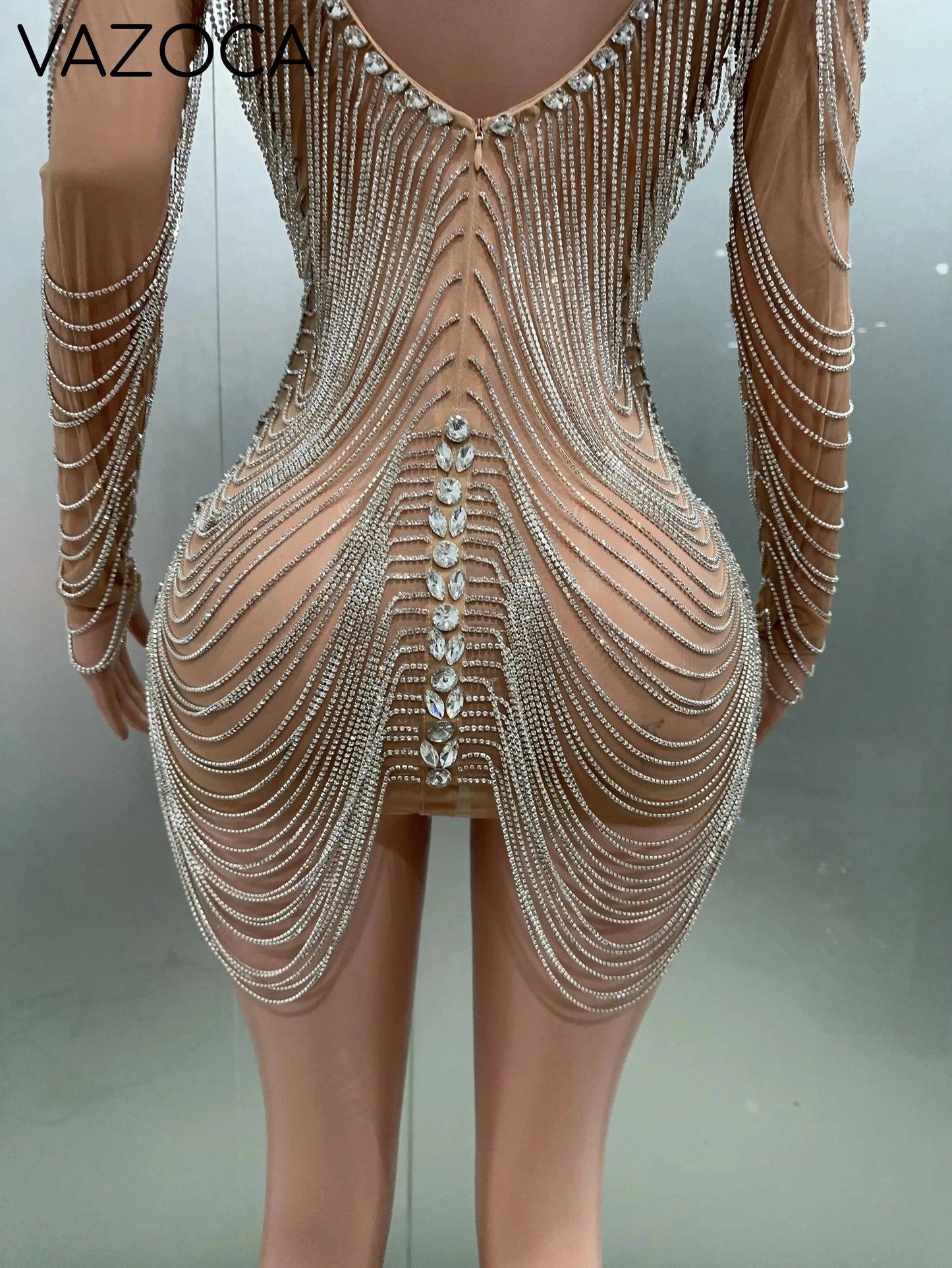 Luxury Tassels Chain Mini Dress