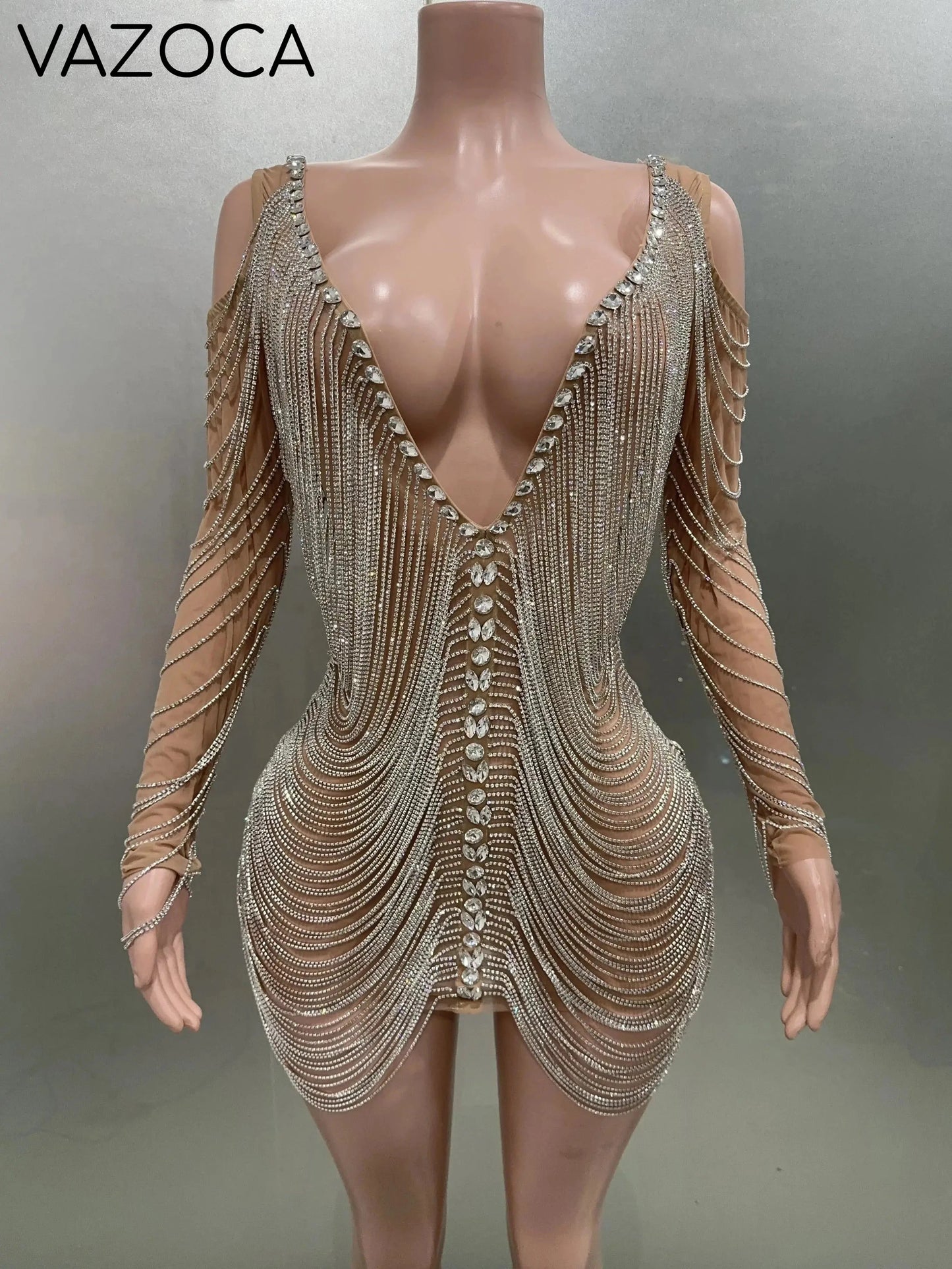 Luxury Tassels Chain Mini Dress