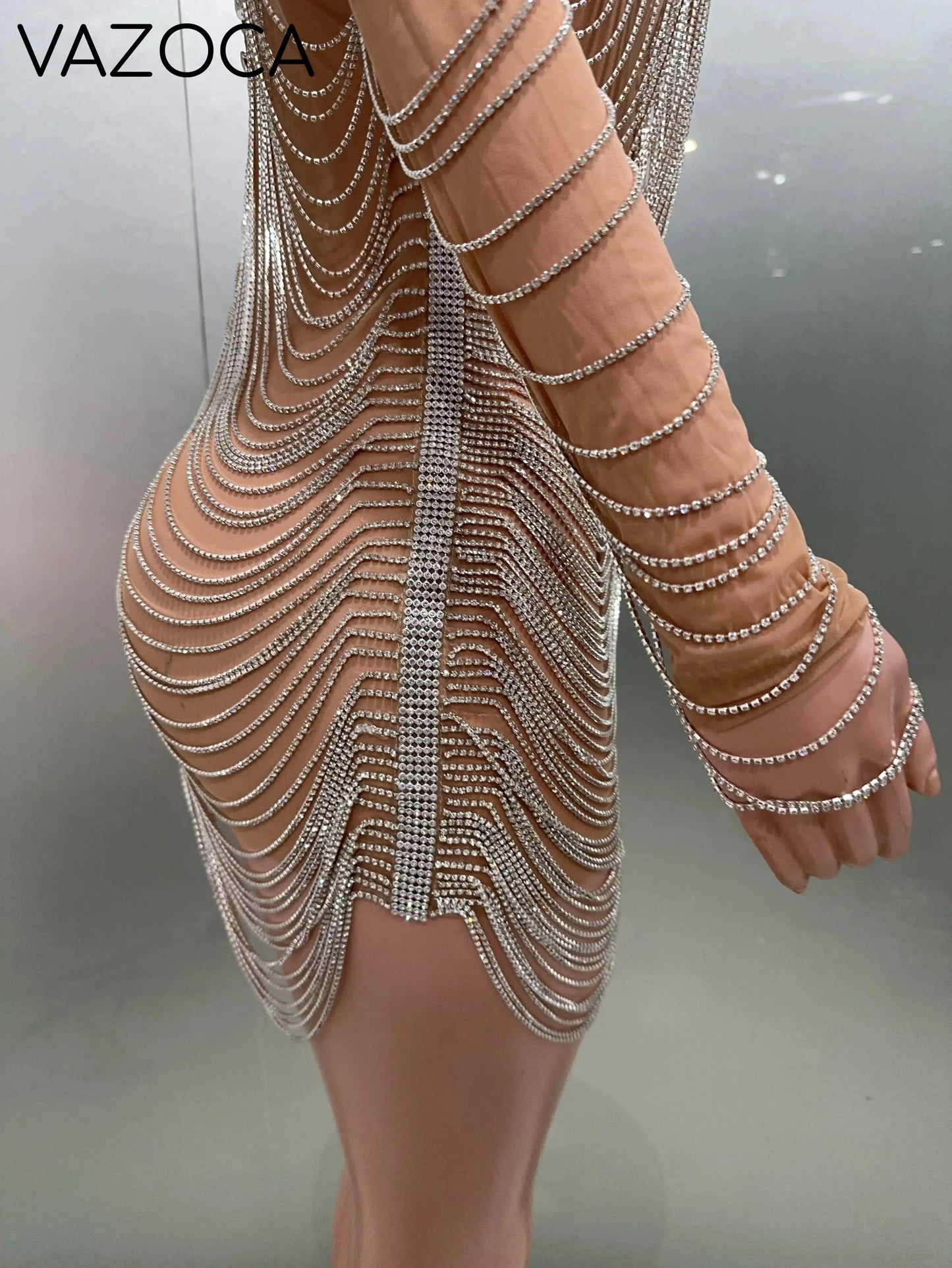 Luxury Tassels Chain Mini Dress