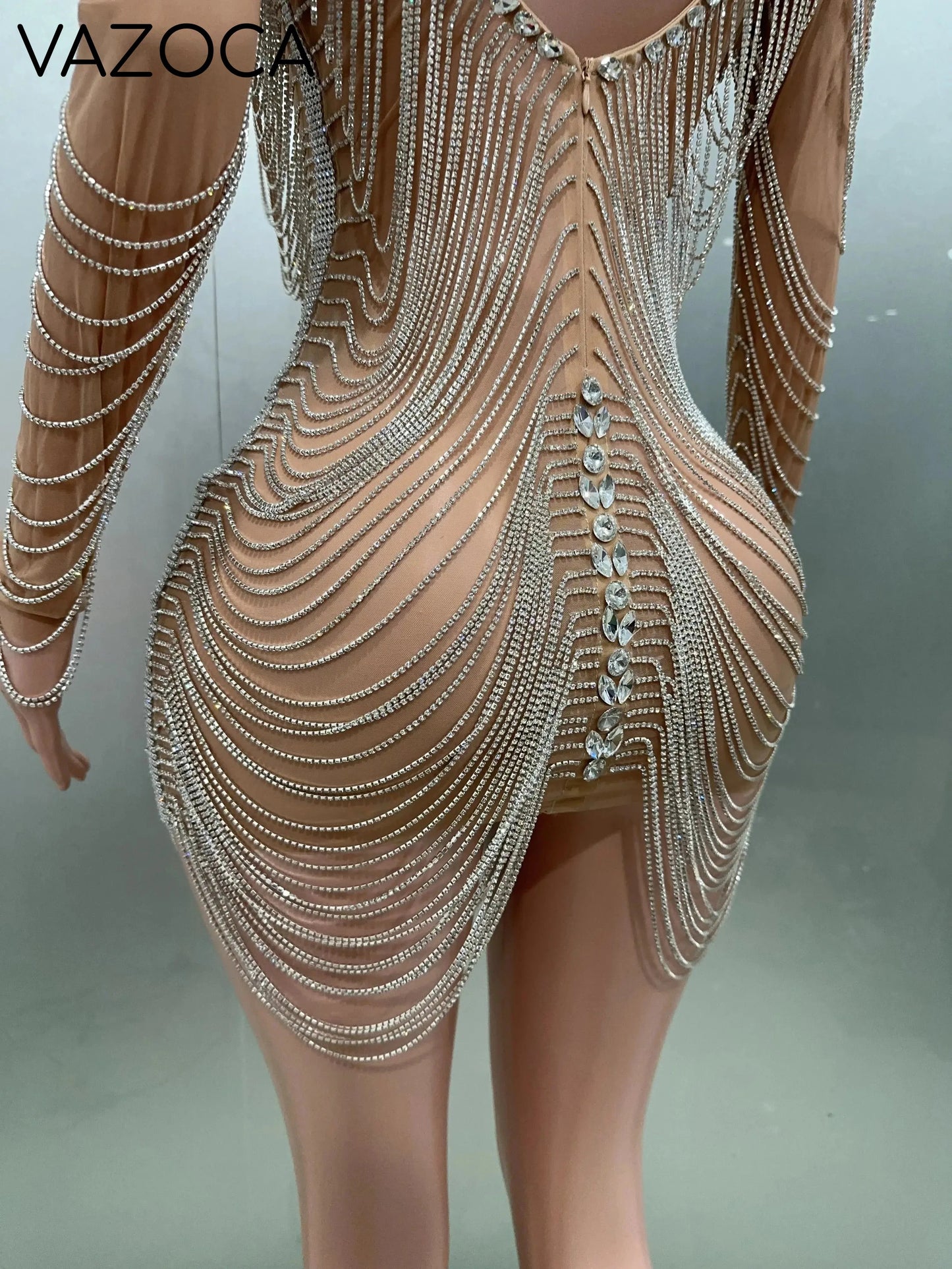 Luxury Tassels Chain Mini Dress