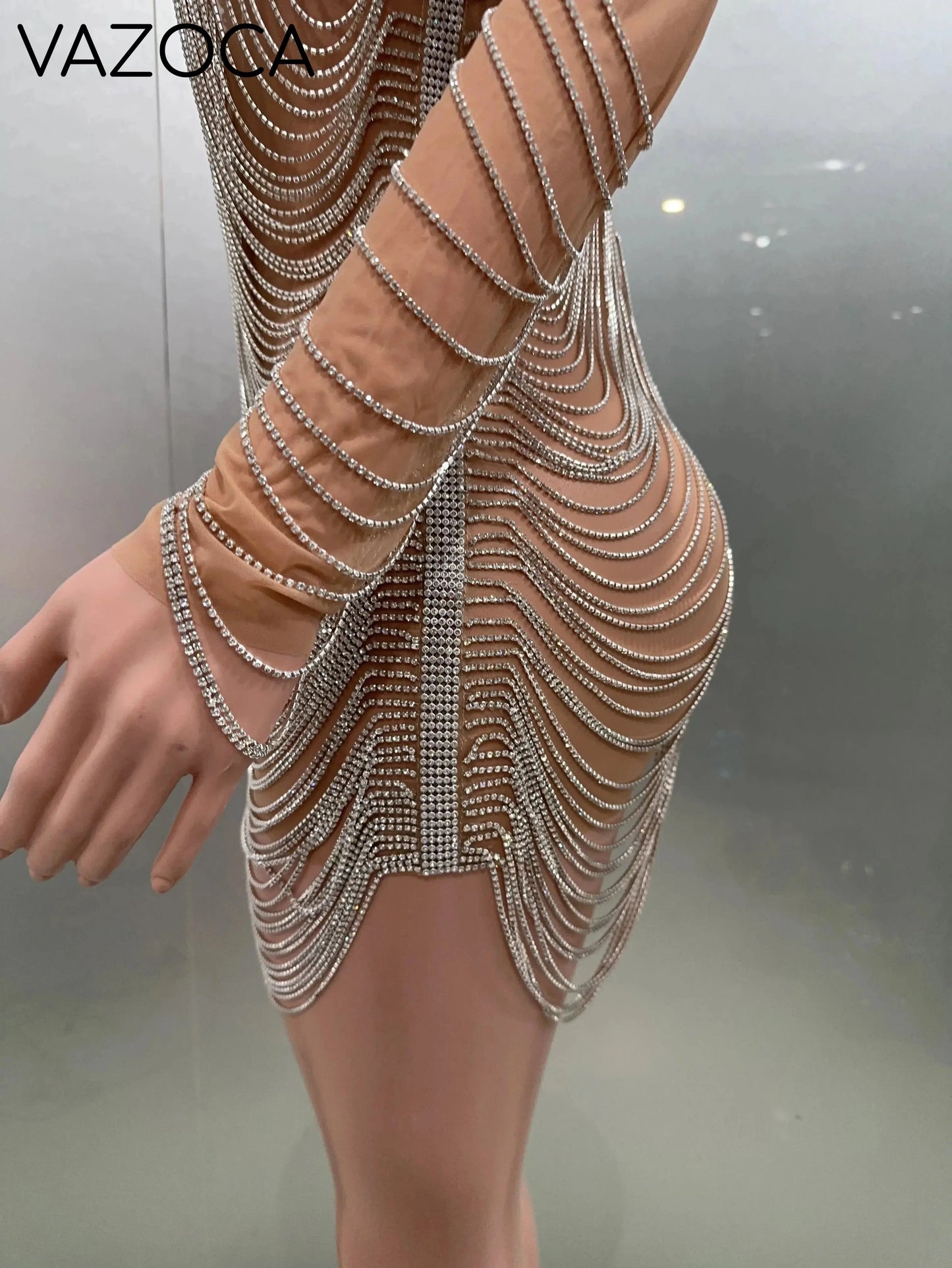Luxury Tassels Chain Mini Dress