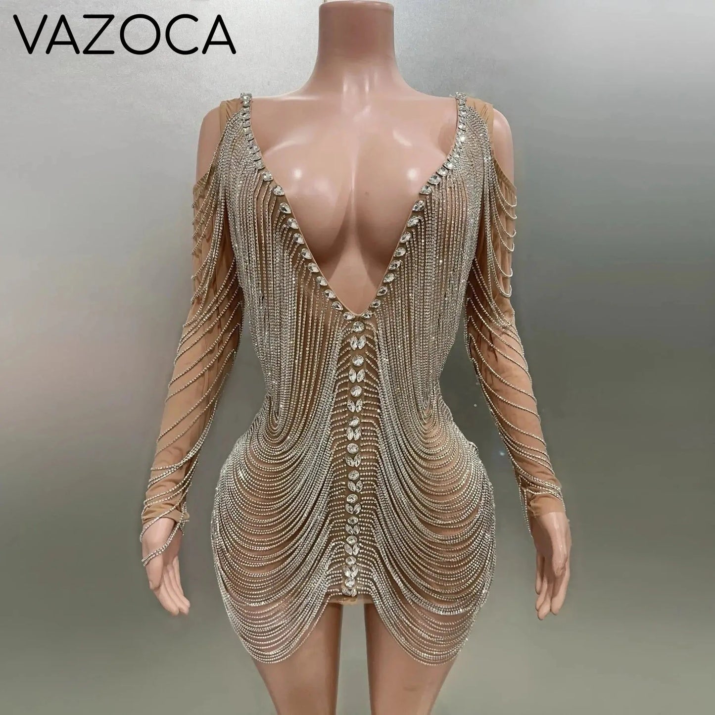 Luxury Tassels Chain Mini Dress