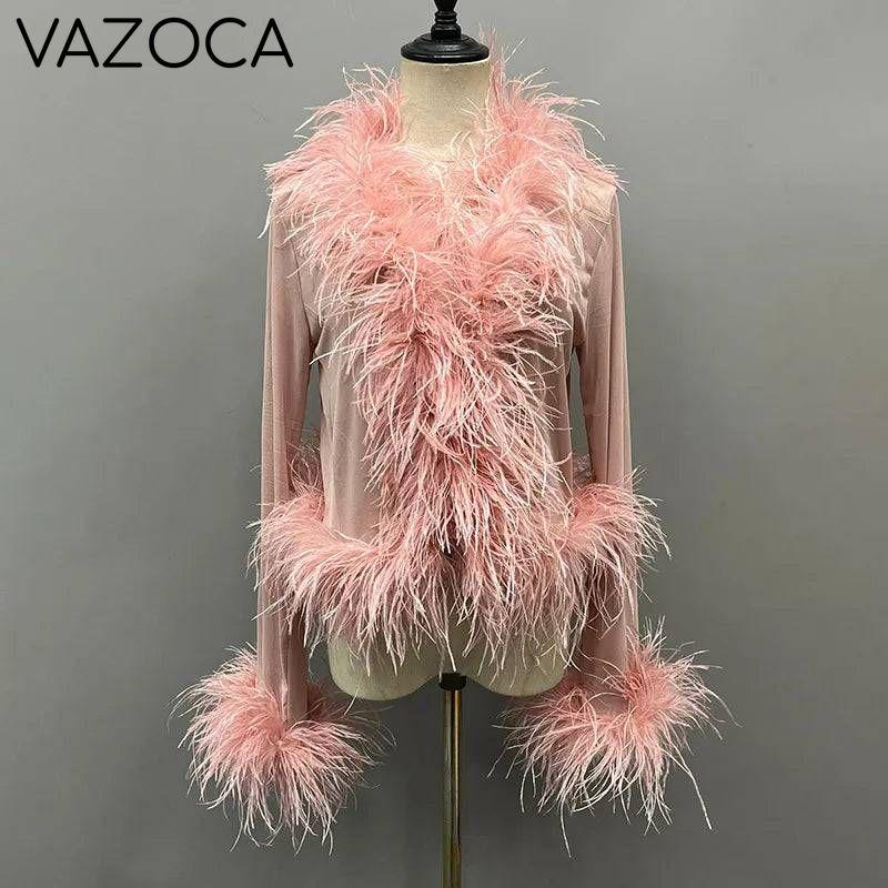 Lya Mesh Feather Blouse
